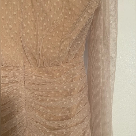 Endless Rose Swiss Dot Long Sleeve ruched Mini dress - Picture 4 of 6